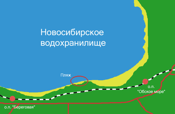 Карта Обского моря в районе Академгородка